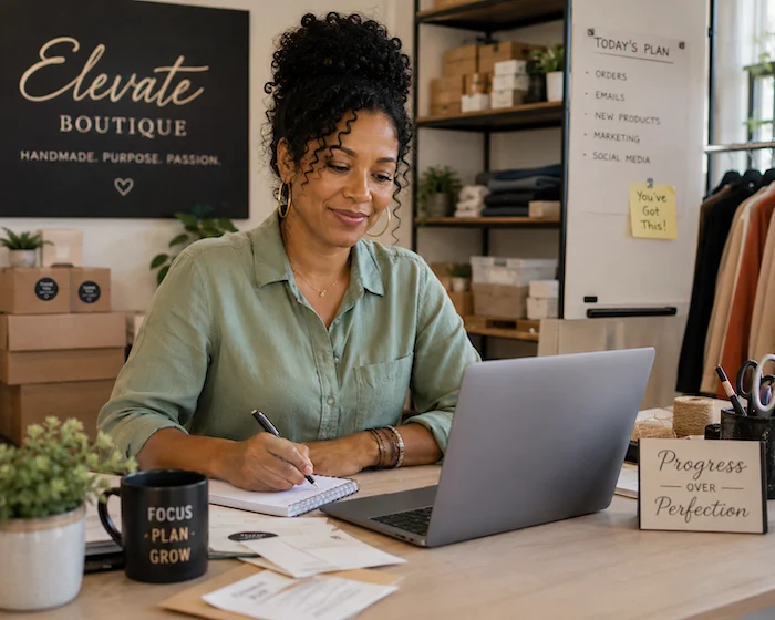 Business owner in her workspace
